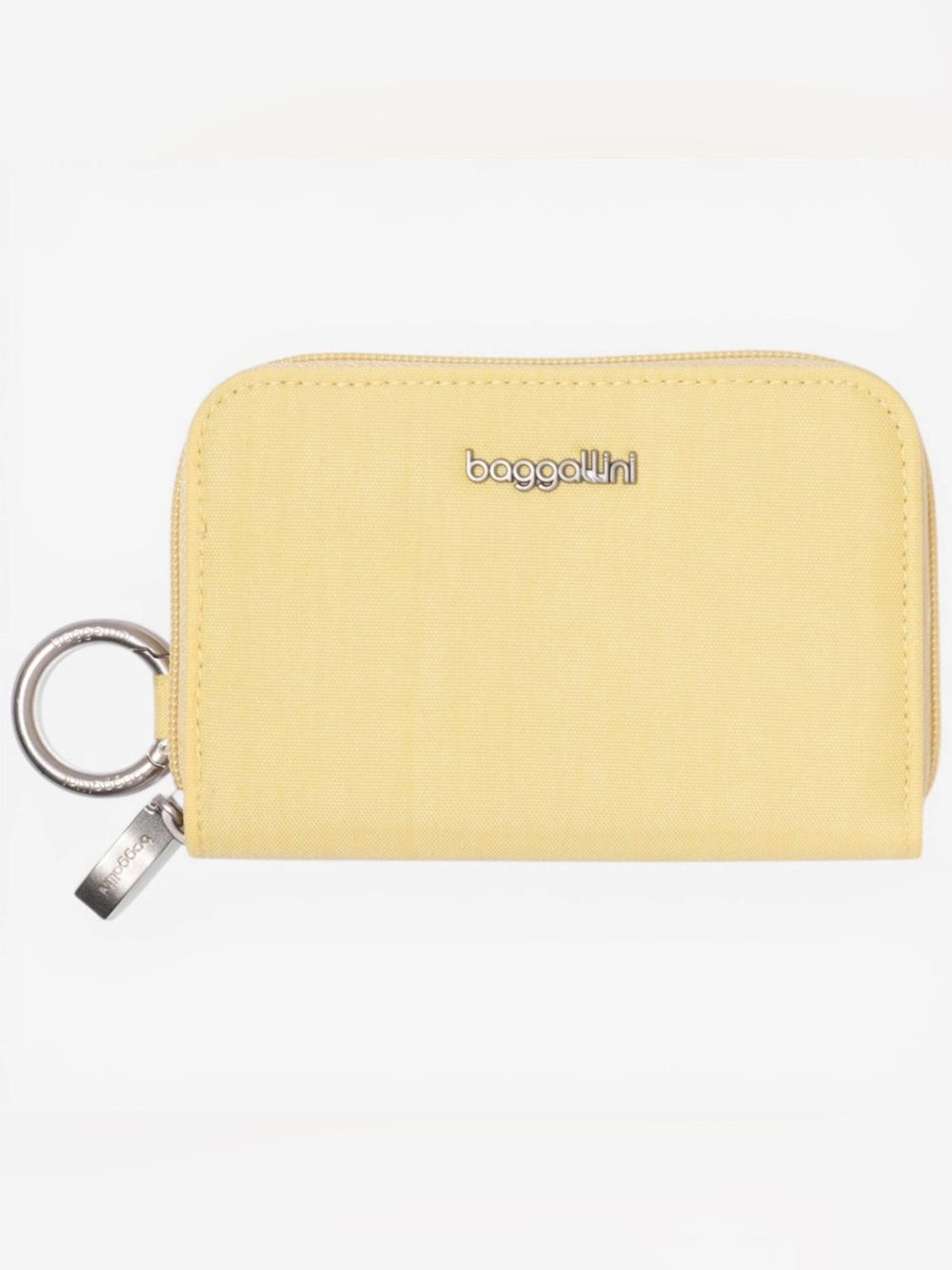 Baggallini Pale Yellow Zip Card Wallet with Key Ring